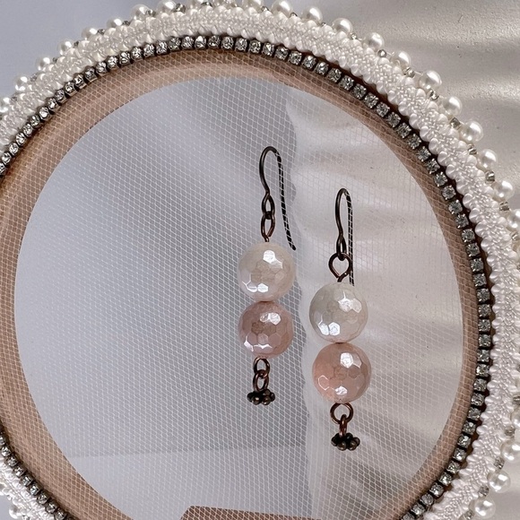 COPPER Earrings Mystic Peach Aventurine - Picture 11 of 11